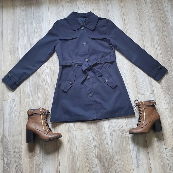 Love Tree Navy Trench Coat - Picture 4 of 11